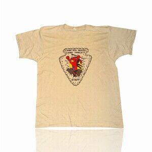 Vintage Screen Stars Camp Sol Mayer Camp Fawcett Staff T-Shirt Beige 80’s